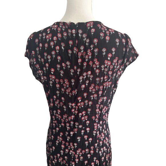 FREE PEOPLE Black Red Floral Print Midi Dress Size 6 - Picture 6 of 8